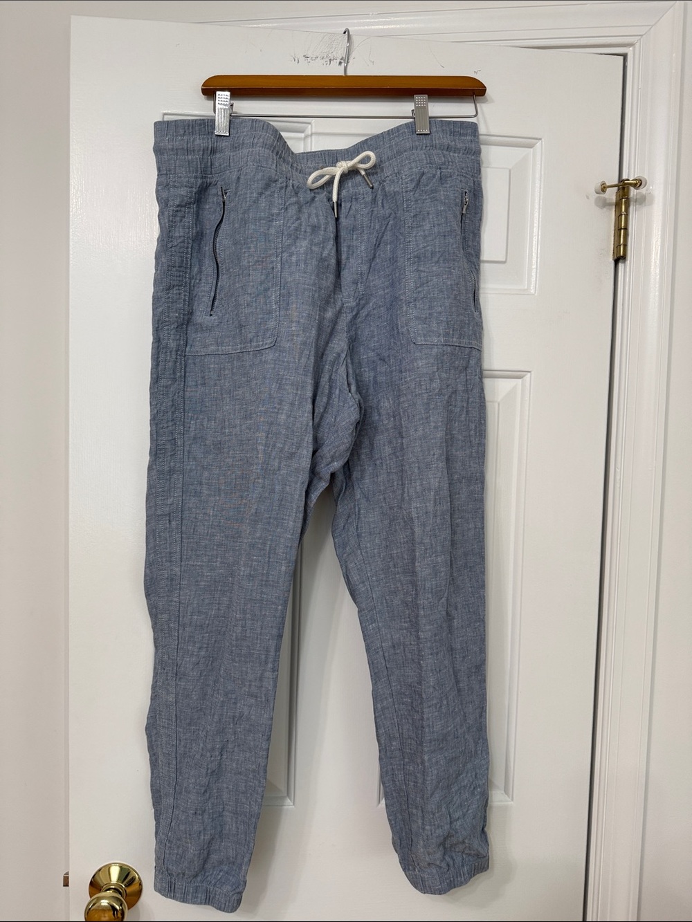 Athleta Cabo Linen Jogger  Pants in Slate Blue